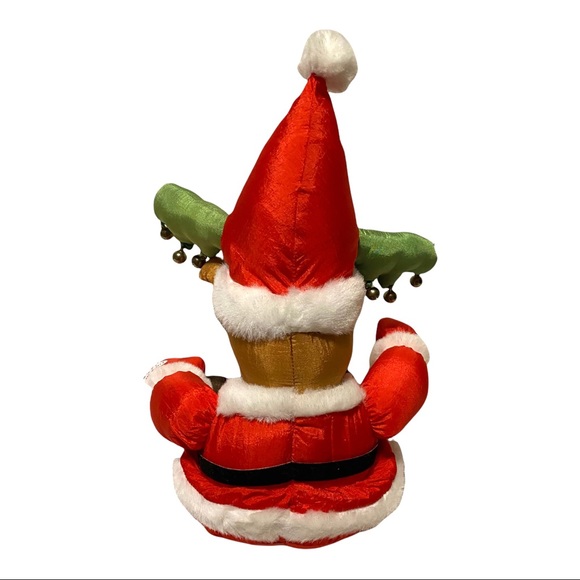 Vintage Santa Reindeer Nylon Stuffed Plush Jingle Bell Antlers - Picture 3 of 4